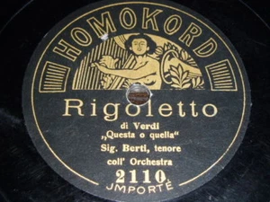 OPERA 78 rpm RECORD Homokord TENOR BERTI Verdi + sleeve - Picture 1 of 1