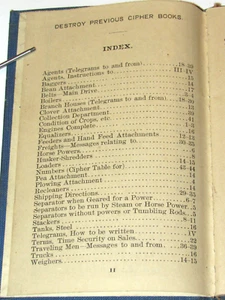VINTAGE 1907 JI CASE TELEGRAPH CIPHER/CYPHER BOOK! POCKET SIZE/FOR SALESMEN! J I - Picture 1 of 23