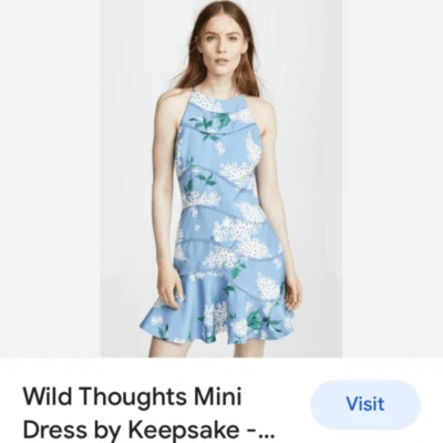 Wild Thoughts Dress by Keepsake Womens Size L Blue Floral Spring Summer Easter - Image 1 of 4