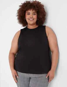 Lane Bryant Sleeveless Crew-Neck Ponte Shell Black Plus Size 18 NWT - Picture 1 of 3