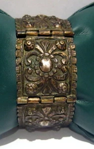 BEAUTIFUL ANTIQUE 1800s.SILVER BRACELET in 5 PARTS,AMAZING FLORAL DECORATION#28B - Picture 1 of 10