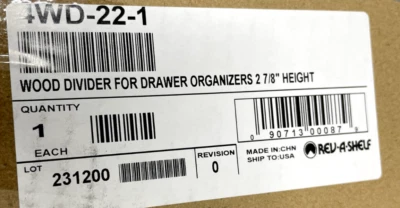 Rev-A-Shelf 4WD-22-1 Wood Classics 1/2" Wood Drawer Divider Accessory, Maple - Image 1 of 2