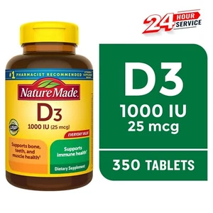 Nature Made Vitamin D3 1000 IU Tablets, 350 Count, Vitamin D, Dietary Supplement - Picture 1 of 5