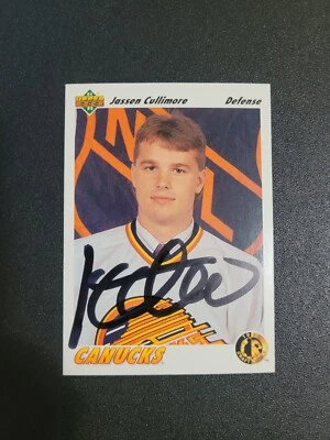 1991-92 Upper Deck Jassen Cullimore Canucks Auto Autographed Signed Card - Image 1 of 2