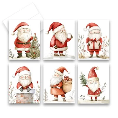 12 Assorted Santa Claus Christmas Greeting Cards with Envelopes (2 of each) - Image 1 of 4