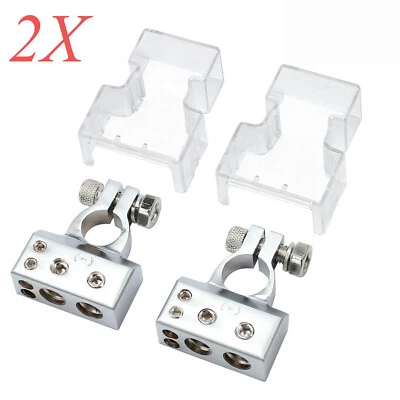 2X Auto Batterie Klemme Terminal Pol klemmen Verteiler Stecker Pluspol D Negativ - Bild 1 von 4