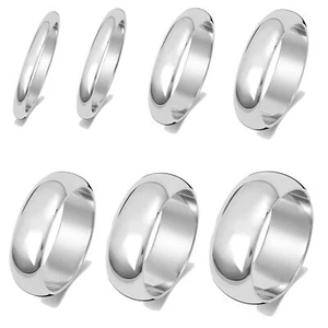 Platinum 2, 2.5, 3, 4, 5, 6mm D Shape Men/Women Wedding Band/Ring 232042U - Picture 1 of 7