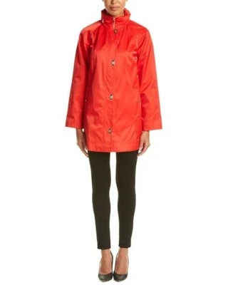 Jones New York Womens Red Water Repellent Zip Toggle Hidden Hood Coat Size S - Image 1 of 4