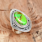 Green Copper Turquoise Gemstone 925 Sterling Silver Handmade Ring Women Gift Her
