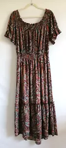 Cato Womens Multicolor Off The Shoulder Paisley Print Boho Maxi Dress Sz 14/16WP - Picture 1 of 8