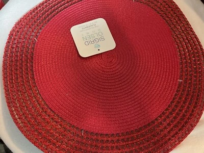 SIGRID OLSEN HOME PLACEMATS (6) RED METALLIC 15 IN ROUND  NWT - Image 1 of 3