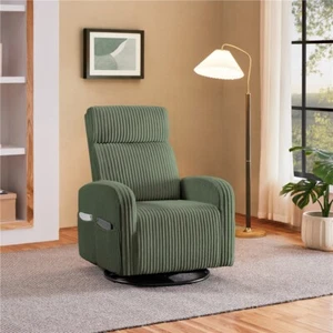 Corduroy Swivel Nursery Glider Recliner Chair, 360-Degree Nursing Gliding Rocker - Picture 1 of 36
