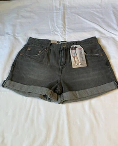 Levis Girlfriend Shorty Shorts 16 Regular Juniors Girls Adjustable Waist Black - Picture 1 of 7