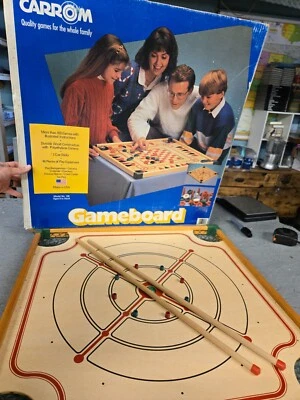 Vintage 100+ Games CARROM Wood Board Backgammon Checkers Model 108 No Pieces - Image 1 of 2