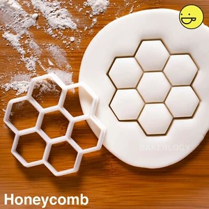 Honeycomb cookie cutter | hexagon geometry honey bee beehive structure biscuit - Picture 1 of 8