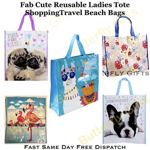 Reusable Shopping Bag Pug French Bulldog Llama Tote Womens Ladies shopper Bags - Picture 1 of 25