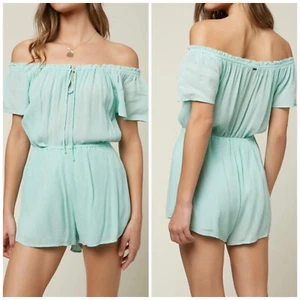 O’Neill Women’s Roxana Romper Off the Shoulder Style Aqua Size Small NEW! - Picture 1 of 9