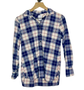 J. Camisa Crew Petite Boy Fit Azul A Cuadros Popover Manga Larga Cuello Talla XS - Imagen 1 de 4