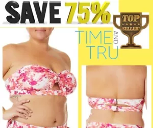 Time and Tru Women's and Women's SIZE XL 16-18 Printed Tied Bikini Top No tag - Picture 1 of 12