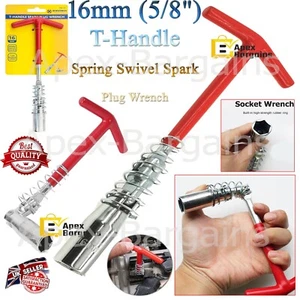 Spark Plug T-Handle Flexible Spring Swivel Wrench Removal Spanner 16mm Socket UK - Picture 1 of 12