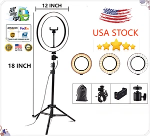 12" LED Ring Light with Adjustable Tripod Stand & Phone Holder – USA Stock Fast - Picture 1 of 9