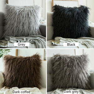 Plain Pillow Cases Plush Cushion Cover Throw Sofa Bedding Home Decor Furry Solid