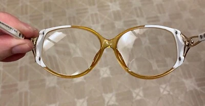 Vintage Christian Dior Austria Amber White Large Eye Sun Glass Frame RARE! - Image 1 of 4