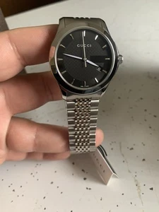 Gucci G Timeless 40mm Black Dial Quartz Watch Date Stainless Steel - 126.4 - Picture 1 of 8