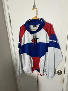 Suéter Champion Calentamiento Rojo Blanco Azul Completamente Forrado Talla Grande - Imagen 1 de 7