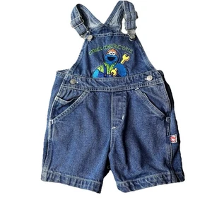 Vintage Krümelmonster bestickte Shortalls Unisex Kinder 18M - Bild 1 von 11