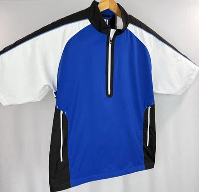 Footjoy 1/2 Zip Golf Pullover Windbreaker Rain Jacket Size XL Blue Colorblock SS - Image 1 of 4