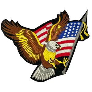 Parche bordado bandera águila calva de EE. UU. planchar/coser emblema patriótico motociclista - Imagen 1 de 5