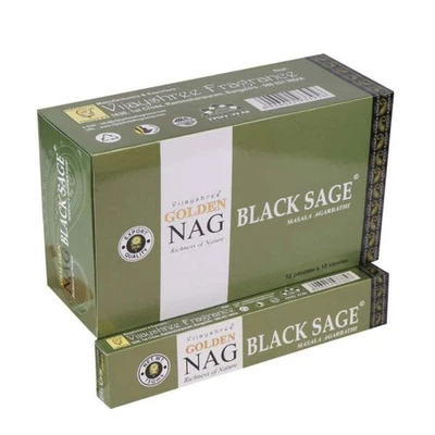 Palos de incienso Golden Nag Black Sage Agarbatti paquete de 12X15 gramos cada caja de 180 GM Foto 1 de 4