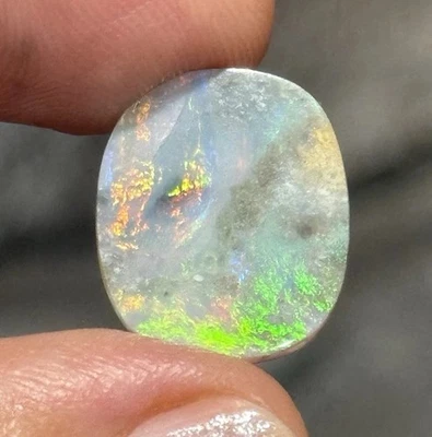 5.3ct 17.8x16.2x2.7mm Colorful Australian Black Mintabie Opal Oval Cabochon Gem - Image 1 of 4