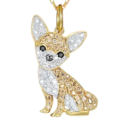 Damen Gold Chihuahua Anhänger Halskette exquisit süß Haustier Hund Charm golden B169 - Bild 1 von 4