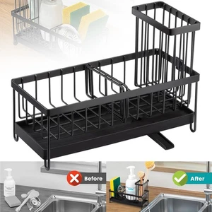 Compact Stainless Steel Storage Rack With Detachable Partition Sink Organization - Picture 1 of 9