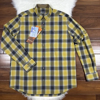 Camisa Beretta Para Hombre Talla XL Cuadros Mostaza Hovis Flex Abotonada Manga Larga Foto 1 de 4
