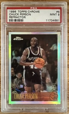 1996-97 Topps Chrome Refractor Chuck Person #8R PSA 9 Mint POP 16 - Image 1 of 2