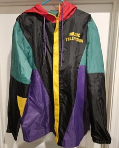 90’s Inspired Color Block MTV Hoodie Windbreaker Jacket 2020 Viacom Size L - Picture 1 of 5