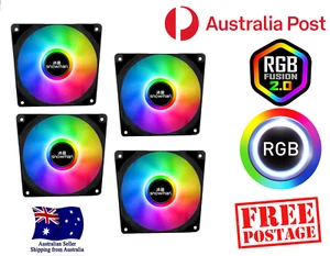 4 Pack Cooling Fan Computer Case PC Quiet 120mm 12V RGB LED Remote Control NEW - Picture 1 of 8