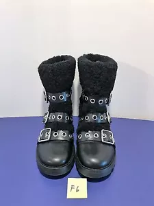 NEU Marc by Marc Jacobs "FROST" schwarze Ösen Schnalle Lammfell Biker Stiefel 36 F6 - Bild 1 von 6