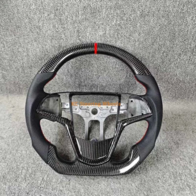 Custom Carbon Fiber Red line Leather Steering Wheel Fit for Cadillac ATS - Image 1 of 4