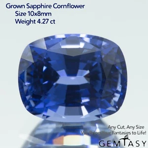 Cut stone - Sapphire Cornflower Czochralski (Pulled) lab grown facet 10x8m 4.2ct - Picture 1 of 4