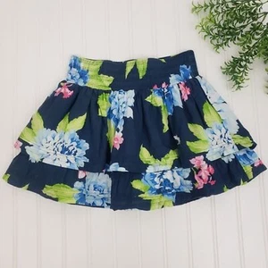 Abercrombie Kids Floral Skirt Tiered Boho 90's Skirt Navy Blue Pink size Medium - Picture 1 of 6