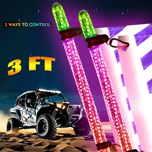 2PCS 3FT Spiral LED Whip Light Antenna For Can-Am Maverick X3 Max R RR Turbo - Picture 1 of 16