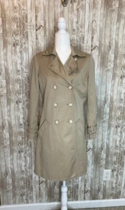 Coach Short Trench Coat Jacket Khaki Double Breasted Missing Belt Women's Small - Picture 1 of 11