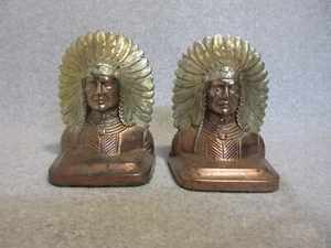 Early 1900  SITTING BULL Bronze PAIR BOOKENDS SIOUX Native American Indian Chief - Picture 1 of 7