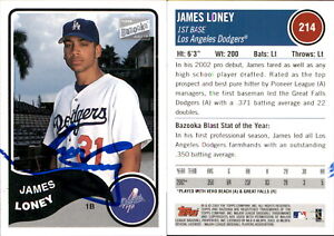 James Loney Signed 2003 Bazooka #214 RC Card Los Angeles Dodgers Auto