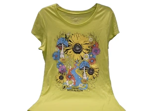 T-Shirt Graphic Yellow Women's XXL Grow With The Flow Floral Wound Up Flowers - Picture 1 of 6