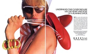 1989 Bass Hunter Reno zapatos moda 2 páginas anuncio de revista - Imagen 1 de 1